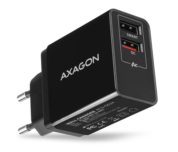 Axagon ACU-QS24, QC & SMART 24W, 2x USB-A, QC3.0/AFC/FCP + 5V/1.2A - 1353454 - zdjęcie